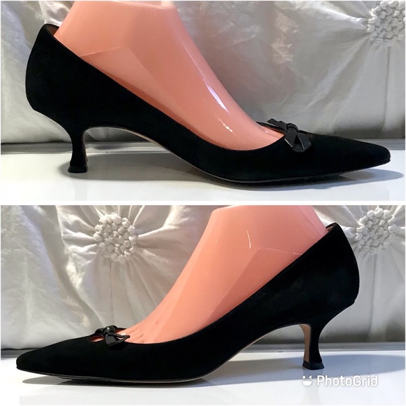 Like🆕 MANOLO BLAHNIK Black Kitten Heels  US 8 - Picture 3 of 13